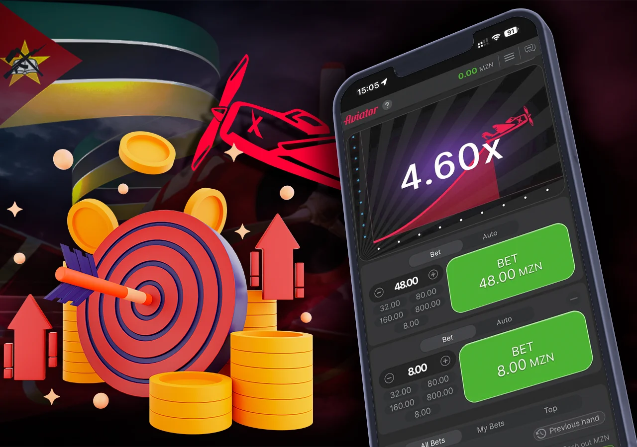 Telefone com bons multiplicadores, ao lado do alvo e do dinheiro