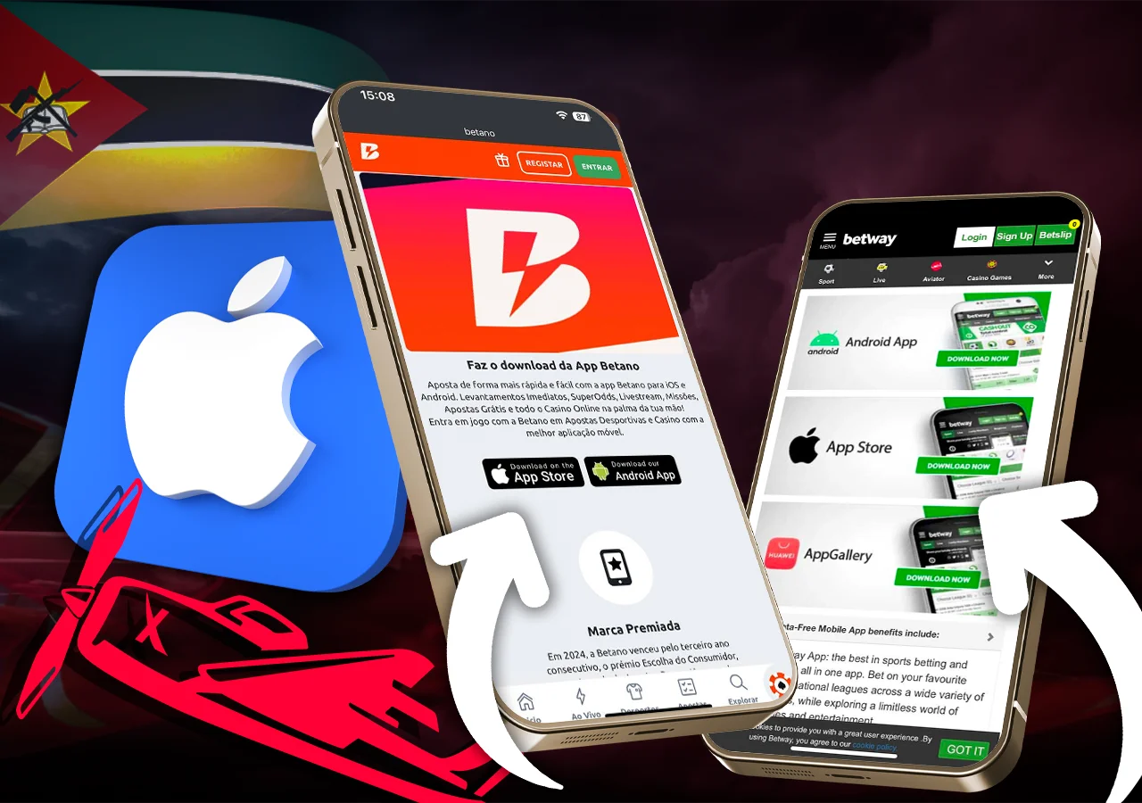 Dois telemóveis com instalação de aplicações em dispositivos iOS